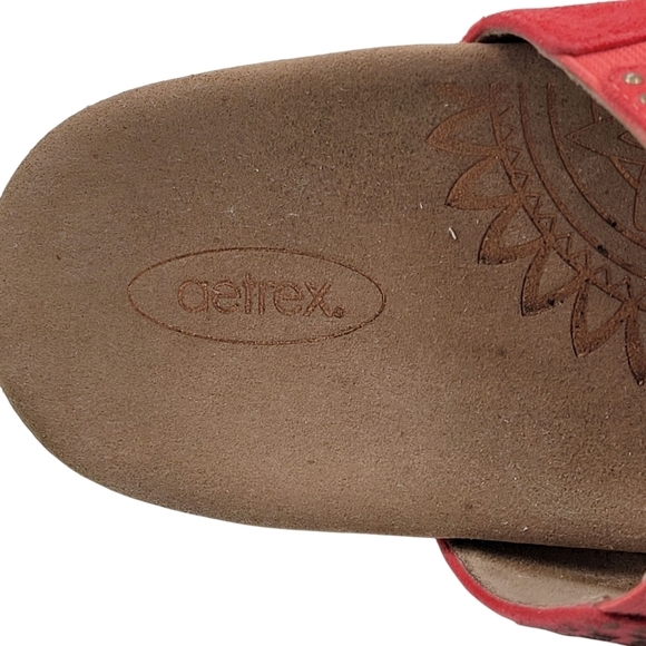 Aetrex Sandals Women 10.5 to 11 Red Double Straps Embellished Memory Foam - Picture 7 of 12
